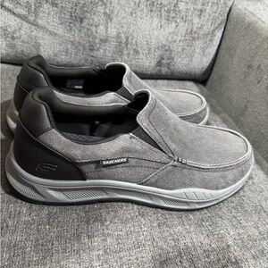 Skechers Cohagen Canvas Slip On Men memory foam Shoe SZ 12 in Black  Grey 16941S